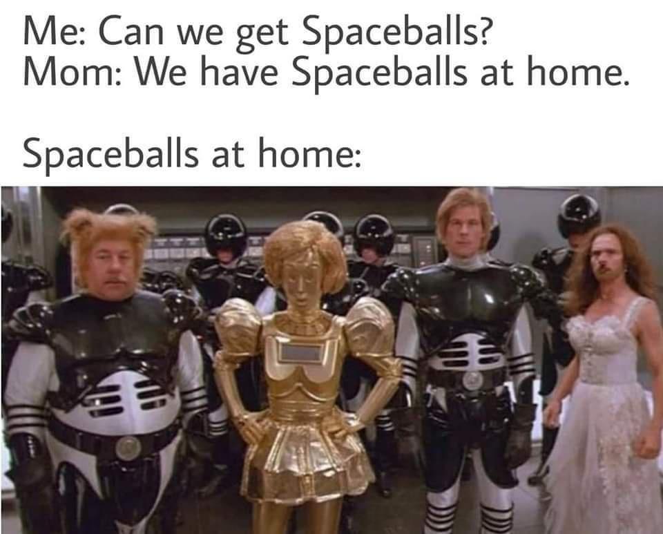 funny memes - spaceballs stunt doubles - Me Can we get Spaceballs? Mom We have Spaceballs at home. Spaceballs at home