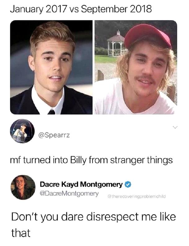 twitter memes - funny tweets stranger things memes billy - vs mf turned into Billy from stranger things Dacre Kayd Montgomery Don't you dare disrespect me that