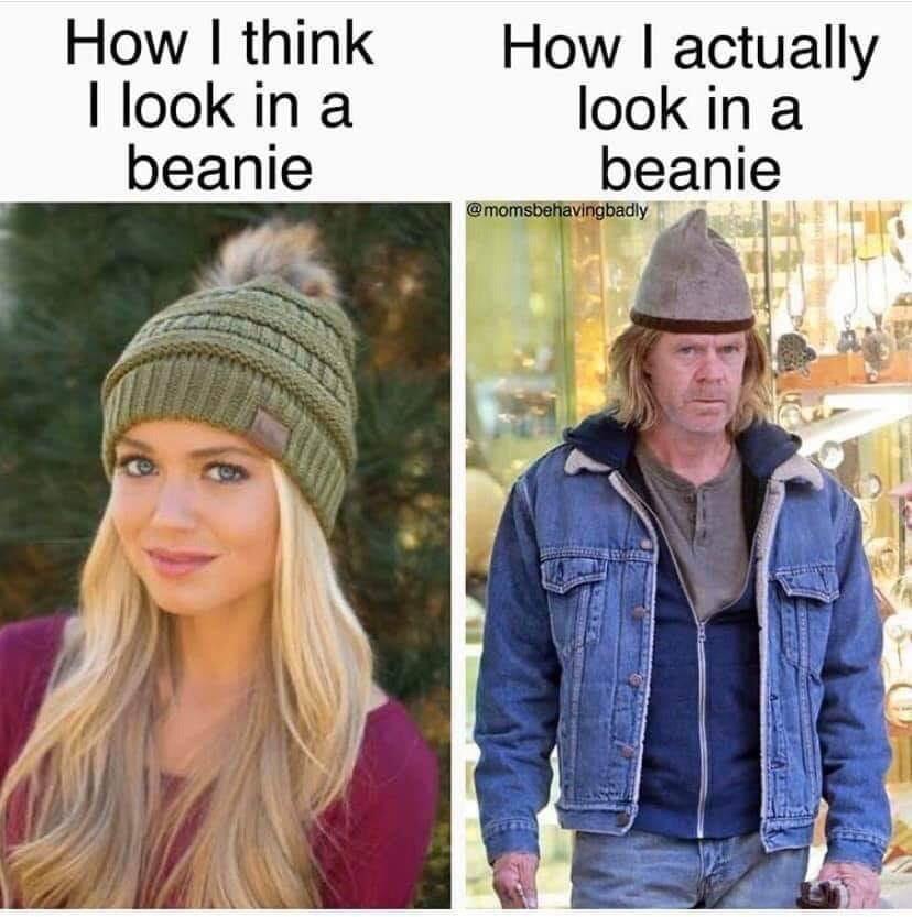dank memes - funny memes - william h macy shameless - How I think I look in a beanie How I actually look in a beanie