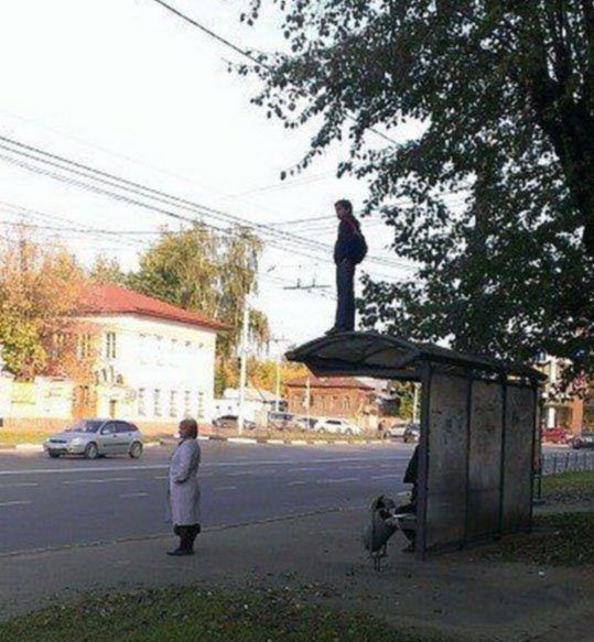 typical russia - bus stop in russia