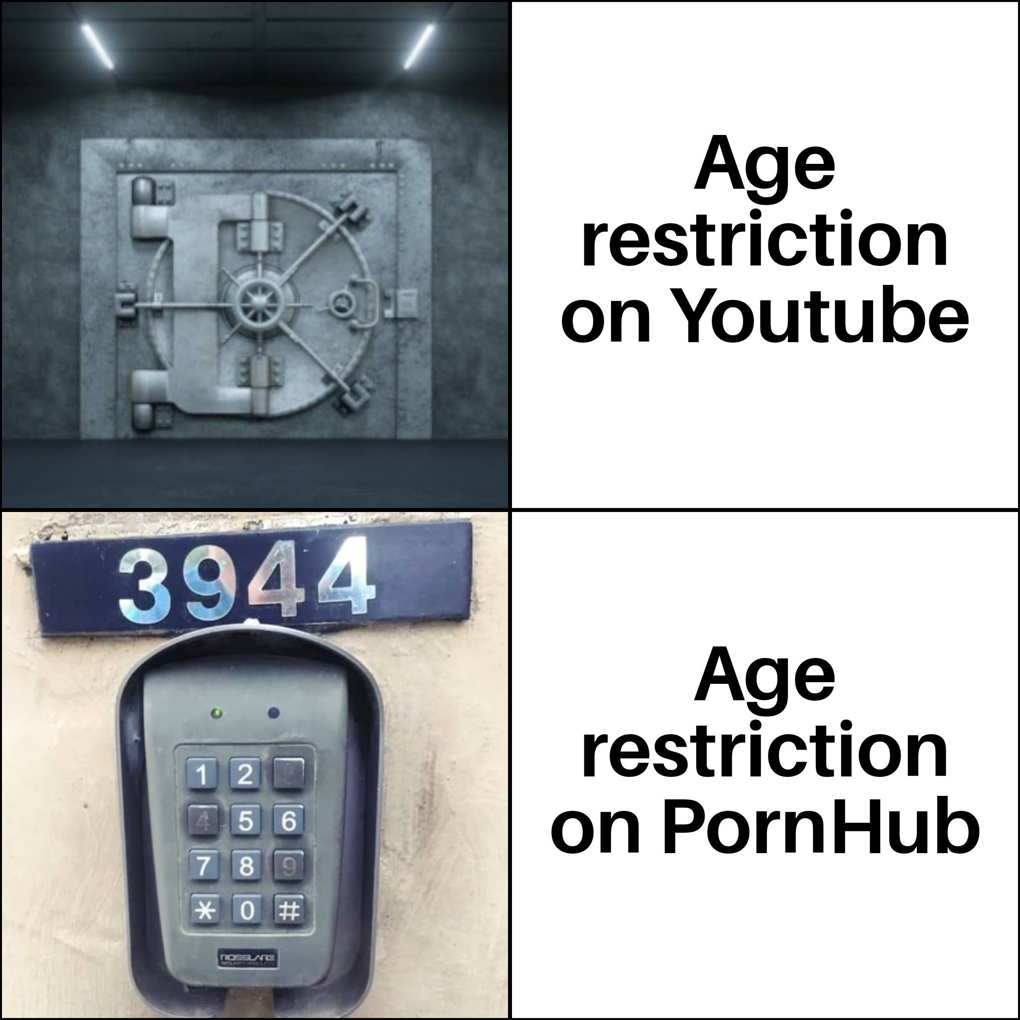 funny gaming memes - electronics - Age restriction on Youtube 5 3944 Age restriction on PornHub 1 2 5 6 7 8 9 0 # Rosslne