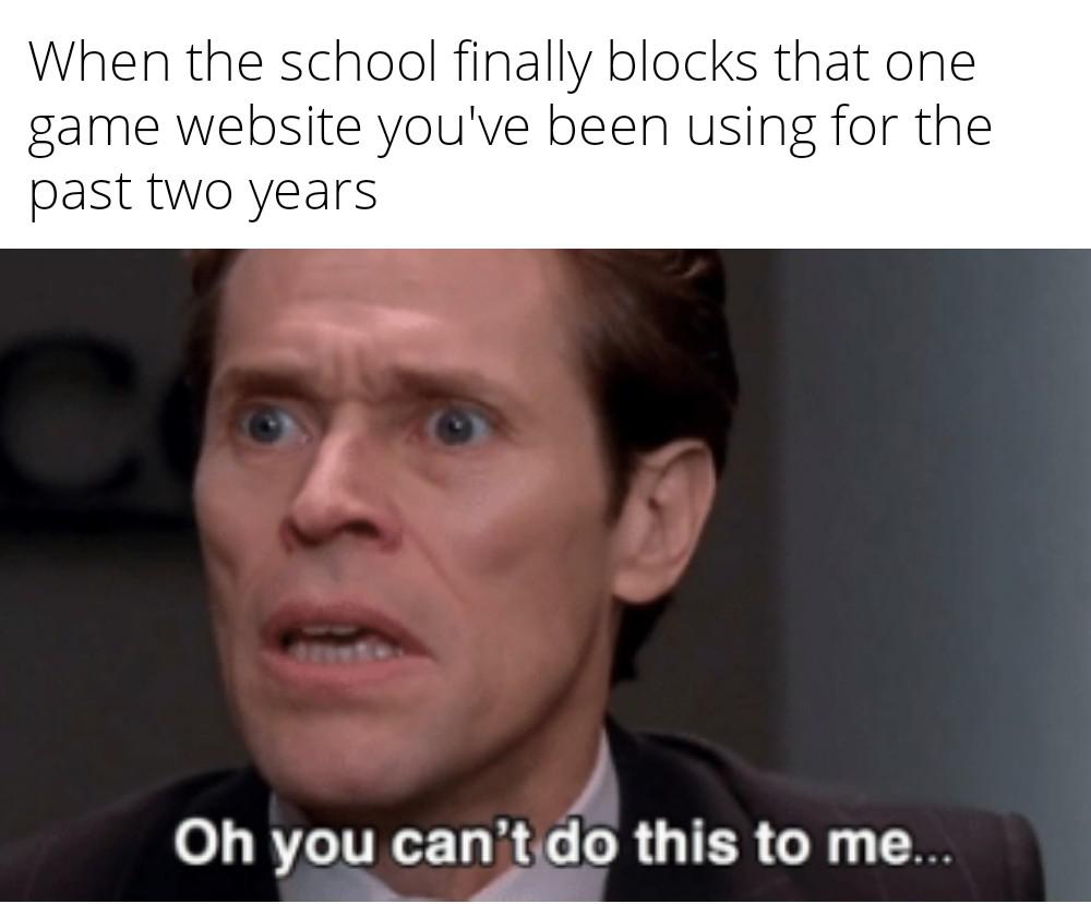 funny gaming memes - algebra meme - When the school finally blocks that one game website you've been using for the past two years Oh you can't do this to me...