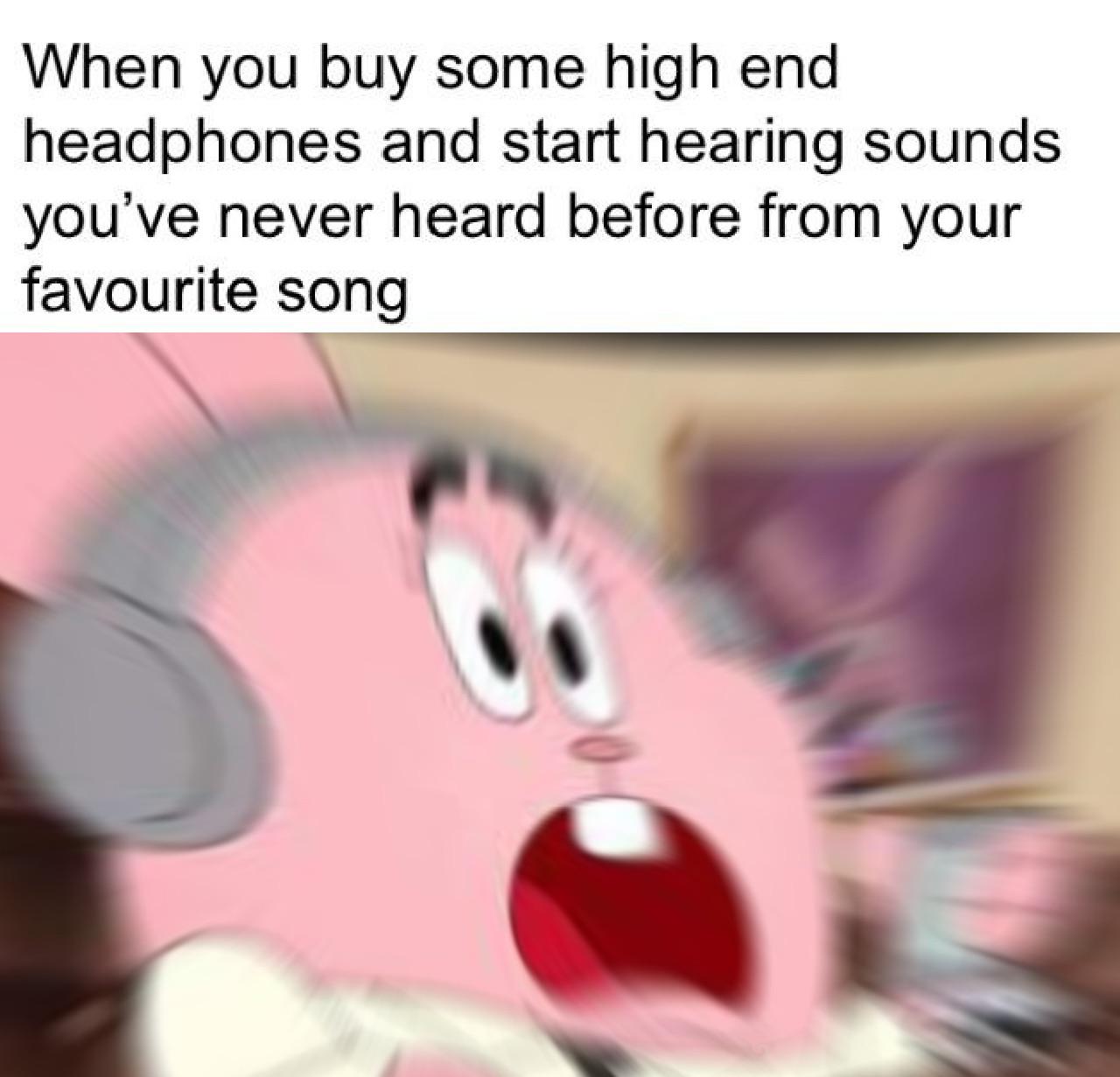 funny gaming memes - high end headphones memes - When you buy some high end headphones and start hearing sounds you've never heard before from your favourite song