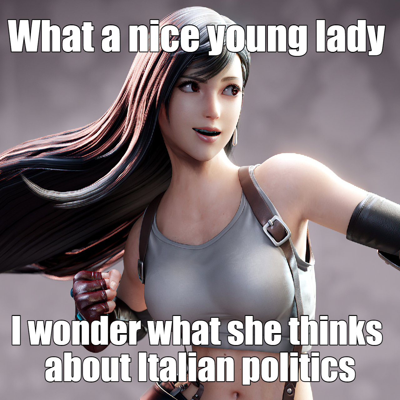 funny gaming memes - tifa lockhart sculpture - What a nice young lady I wonder what she thinks about Italian politics