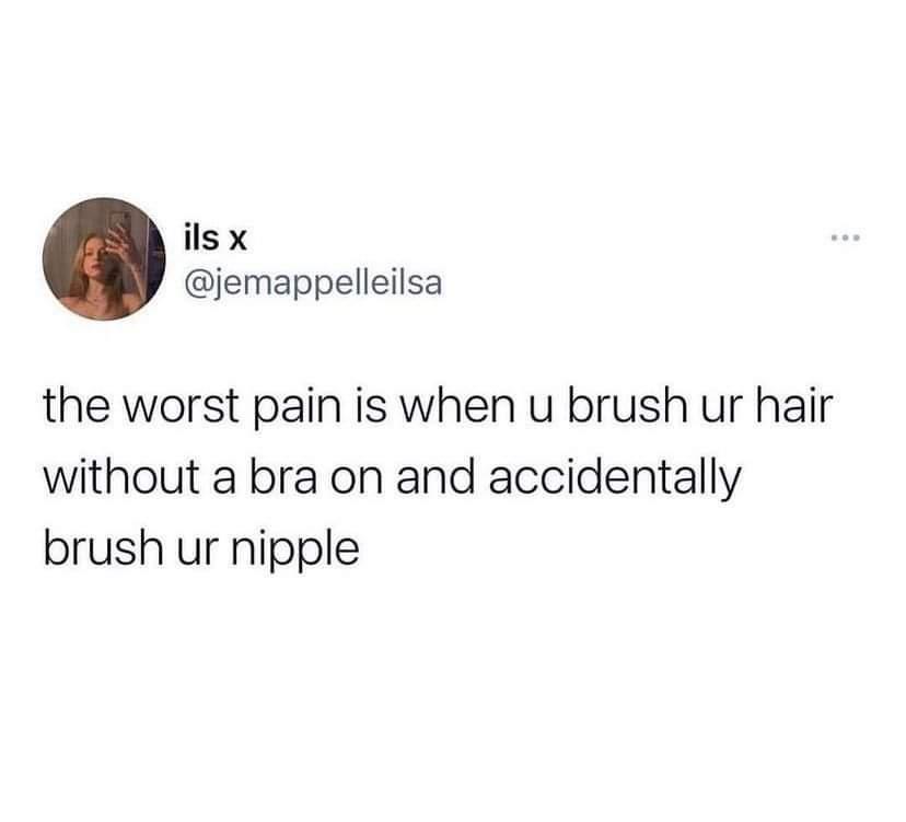 funny memes and pics - me and my friends have planned about 100 trips - ils x the worst pain is when u brush ur hair without a bra on and accidentally brush ur nipple