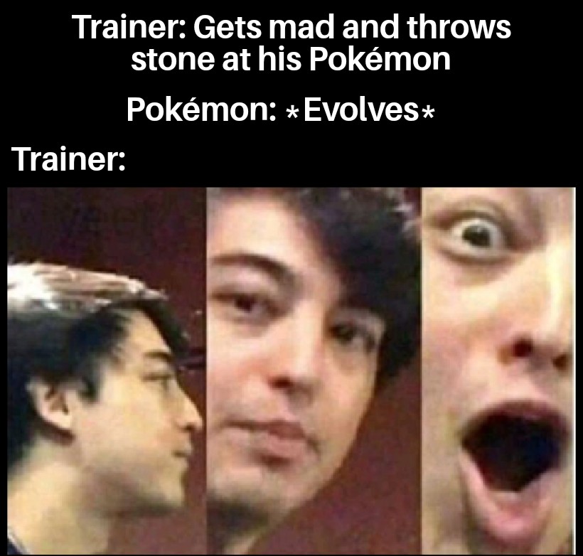 funny gaming memes - mia khalifa gay - Trainer Gets mad and throws stone at his Pokmon Pokmon Evolves Trainer