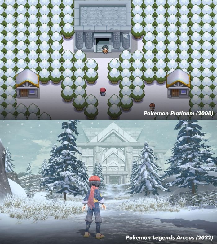 funny gaming memes - pokemon snowpoint city redesign - Pokemon Platinum 2008 Pokemon Legends Arceus 2022