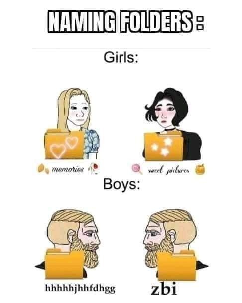 funny gaming memes - Internet meme - Naming Folders Girls memories sweet paifurcs Boys hhhhhjhhfdhgg zbi