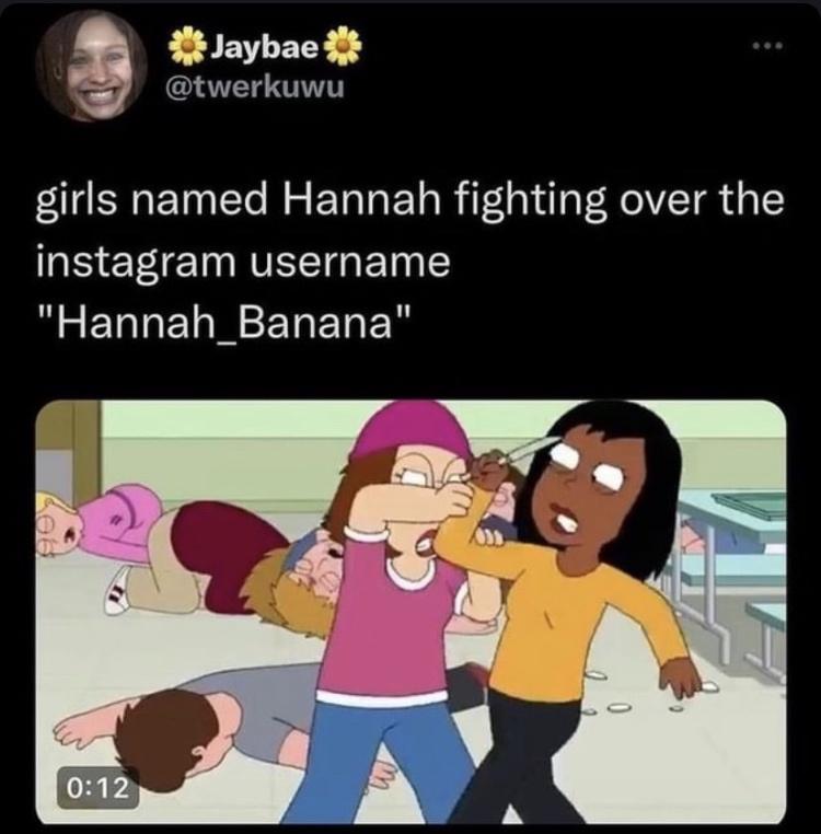 funny tweets - cartoon - Jaybae girls named Hannah fighting over the instagram username "Hannah_Banana"