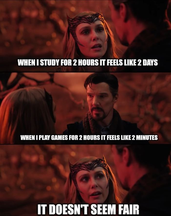 funny gaming memes  - doesn t seem fair wanda - When I Study For 2 Hours It Feels 2 Days When I Play Games For 2 Hours It Feels 2 Minutes It Doesn'T Seem Fair