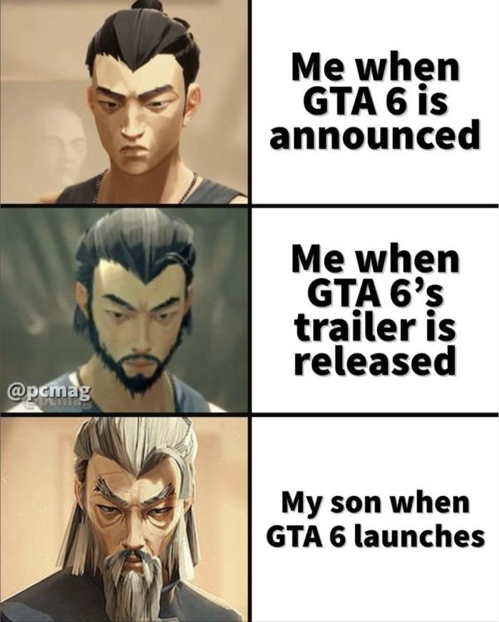 funny gaming memes  - Grand Theft Auto - Me when Gta 6 is announced Me when Gta 6's trailer is released My son when Gta 6 launches