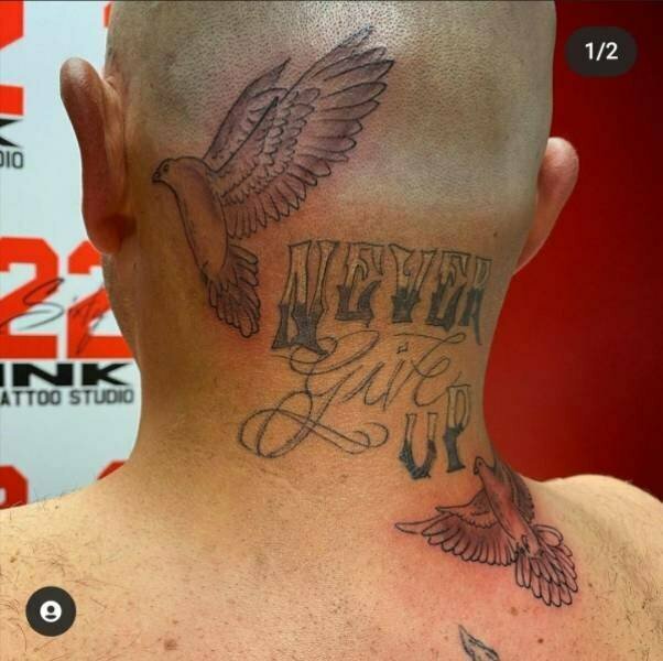 A brand new tattoo that looks like somebody gave up halfway through. 
