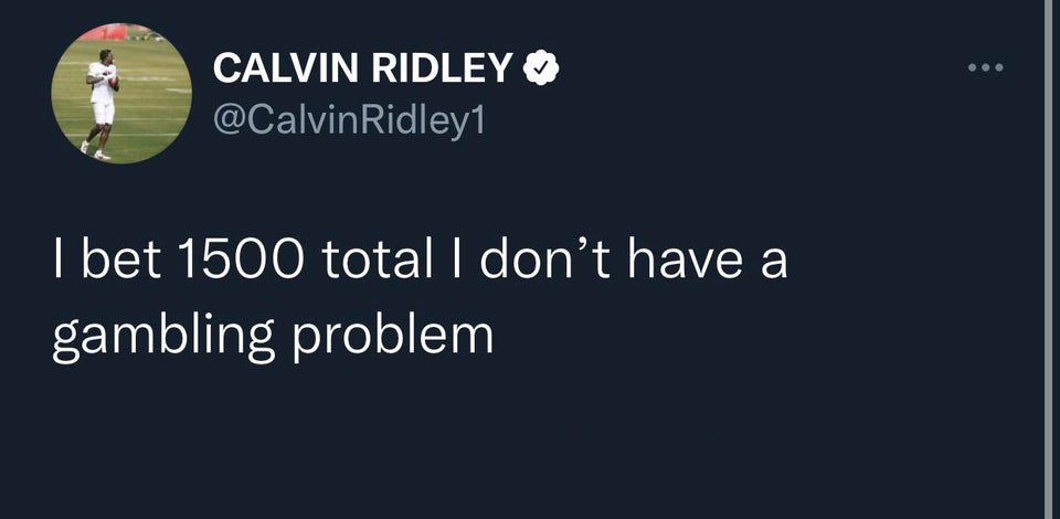 funny tweets - presentation - Calvin Ridley Ridley1 I bet 1500 total I don't have a gambling problem