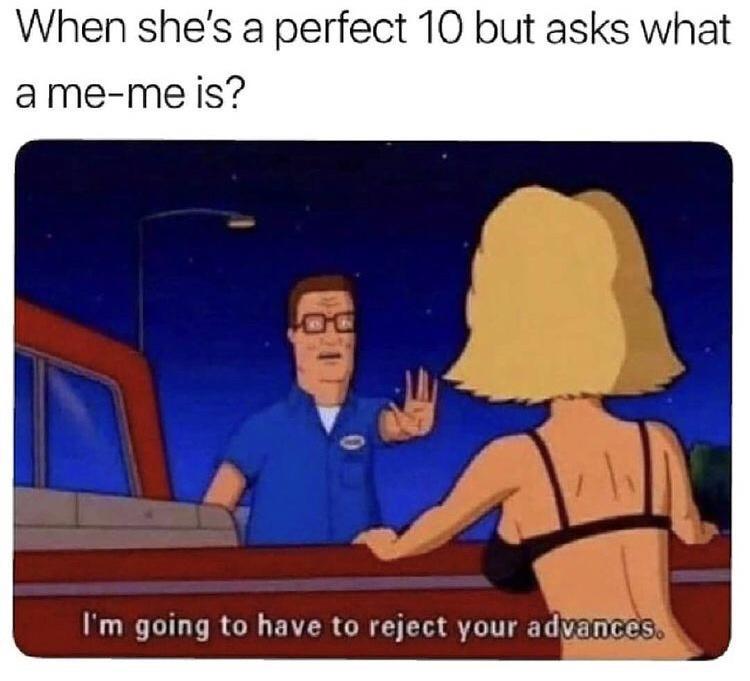 funny memes - dank memes - i m going to have to reject your advances - When she's a perfect 10 but asks what a meme is? I'm going to have to reject your advances