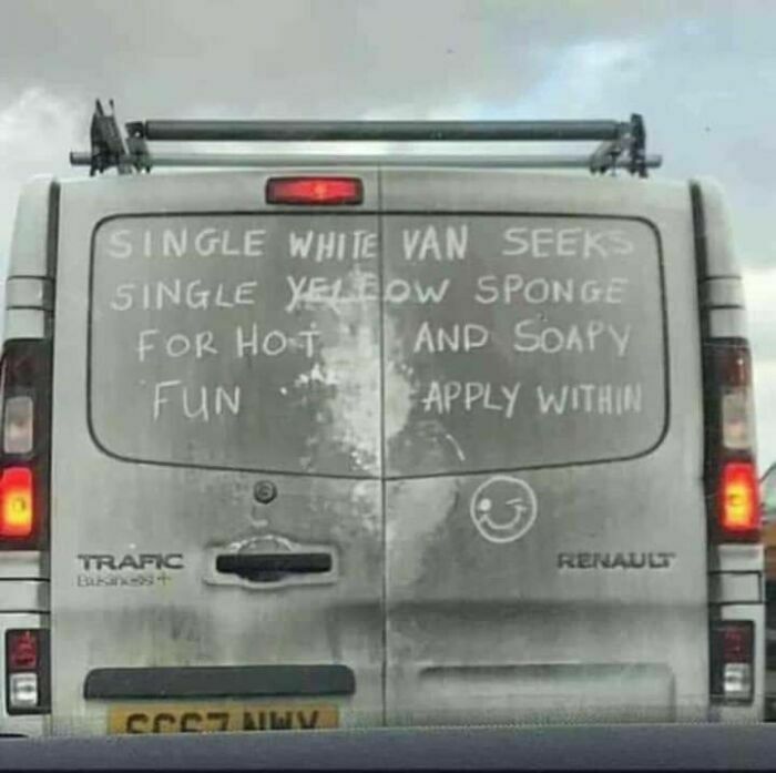 funny memes - dank memes - white van funny - Single White Van Seeks Single Yellow Sponge For Hot And Soapy Fun Apply Within Trafic Renault It