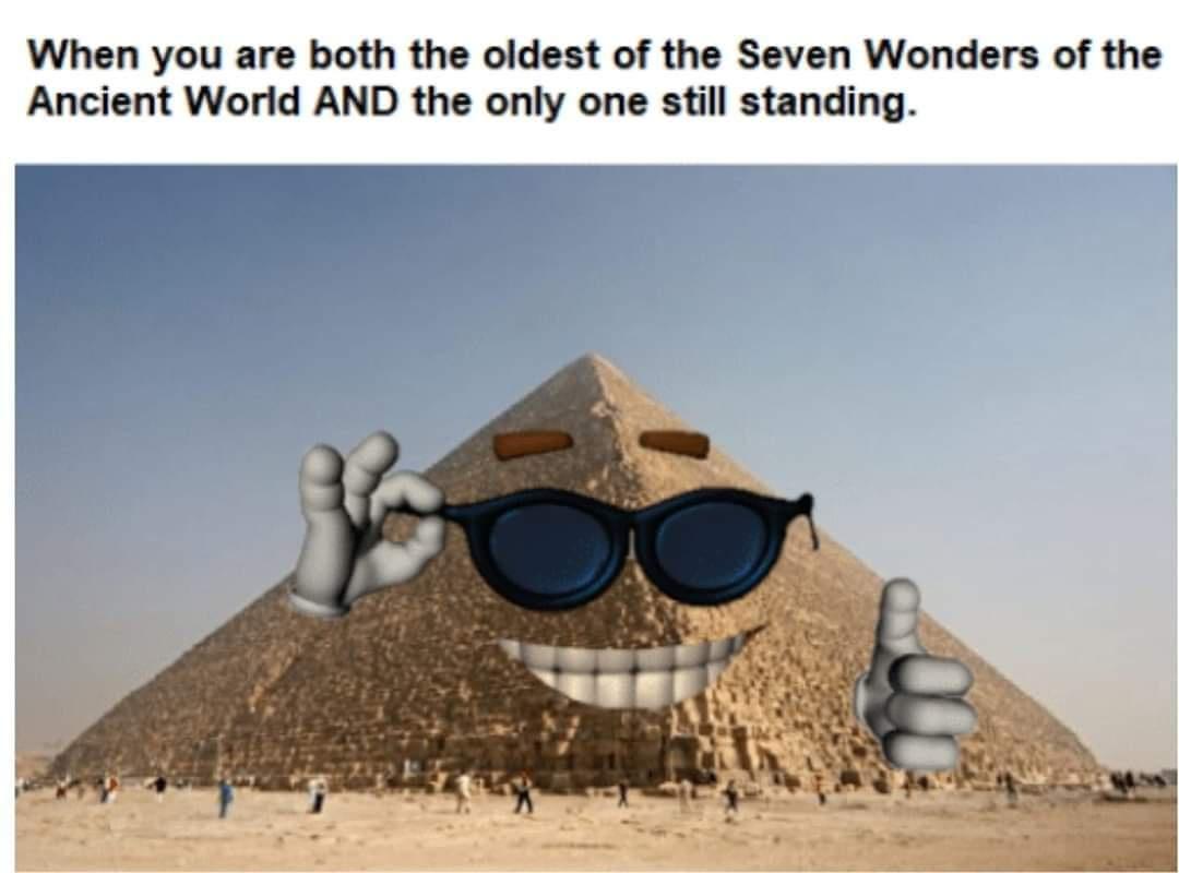 funny memes - dank memes - pyramid - When you are both the oldest of the Seven Wonders of the Ancient World And the only one still standing.