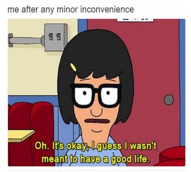 funny pics and memes - me after any minor inconvenience - me after any minor inconvenience 0 Oh. It's okay, I guess I wasn't meant to have a good life.