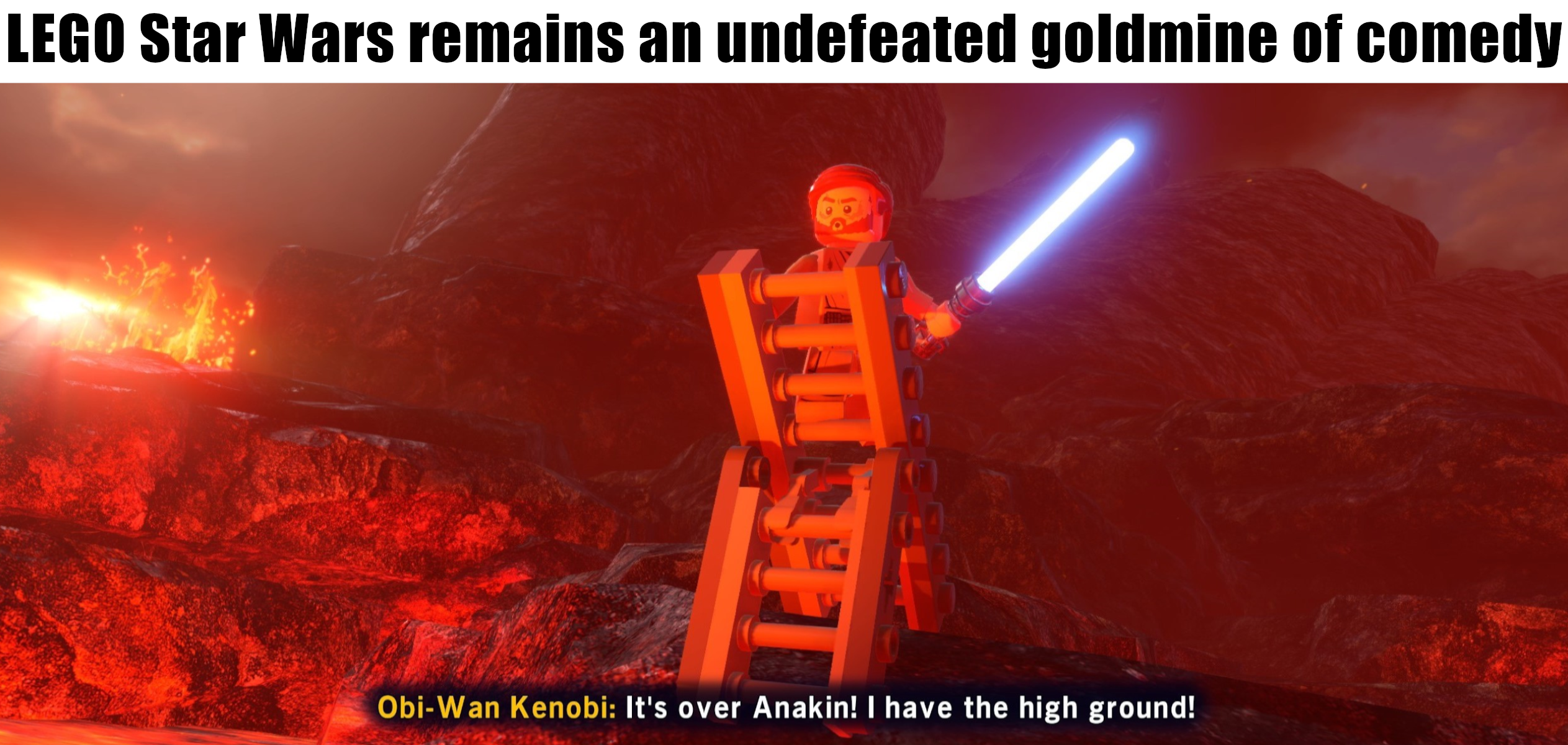 gaming memes - lego star wars the skywalker saga review - Lego Star Wars remains an undefeated goldmine of comedy ObiWan Kenobi It's over Anakin! I have the high ground!