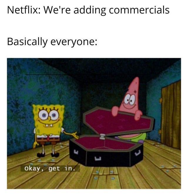 funny memes - dank memes can t taste meme - Netflix We're adding commercials Basically everyone Co. Oo okay, get in.