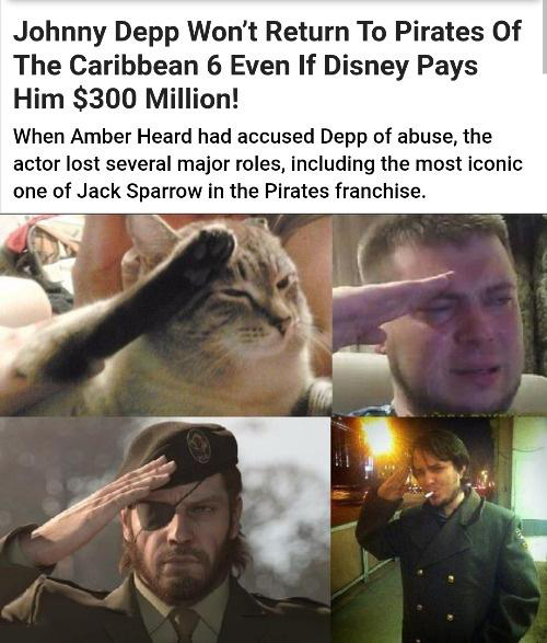 funny memes - dank memes respect meme - Johnny Depp Won't Return To Pirates of The Caribbean 6 Even If Disney Pays Him $300 Million! When Amber Heard had accused Depp of abuse, the actor lost several major roles, including the most iconic one of Jack Spar