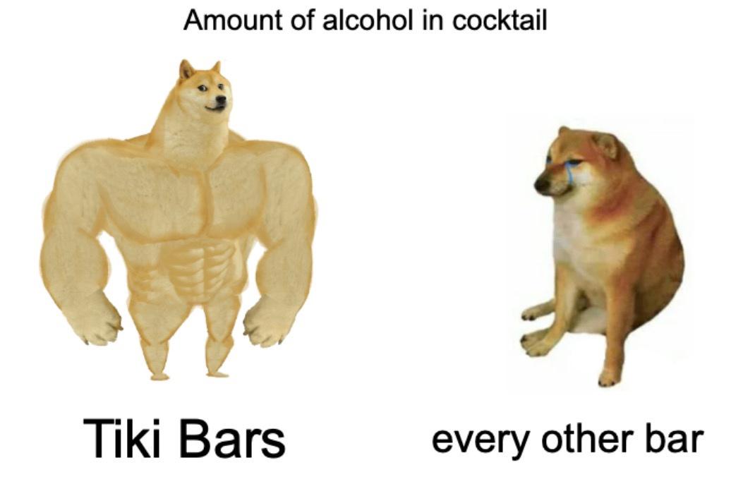 funny memes - dank memes - alchemy vs chemistry meme - Amount of alcohol in cocktail Tiki Bars every other bar