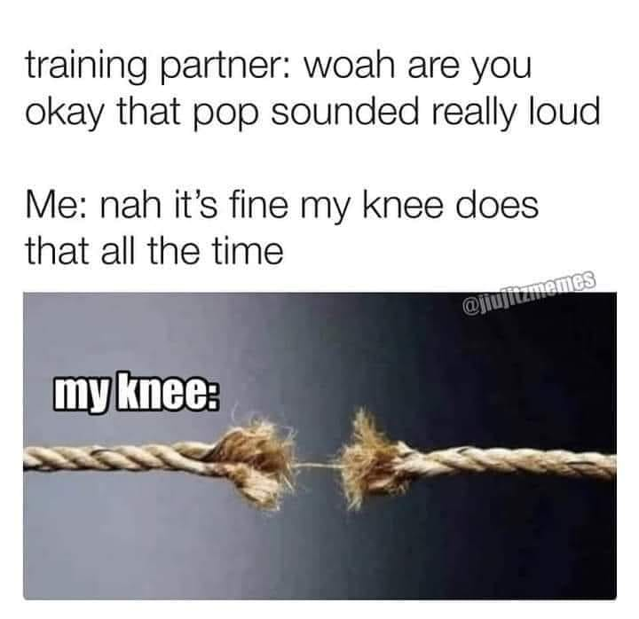 funny memes - dank memes - rope - training partner woah are you okay that pop sounded really loud Me nah it's fine my knee does that all the time my knee