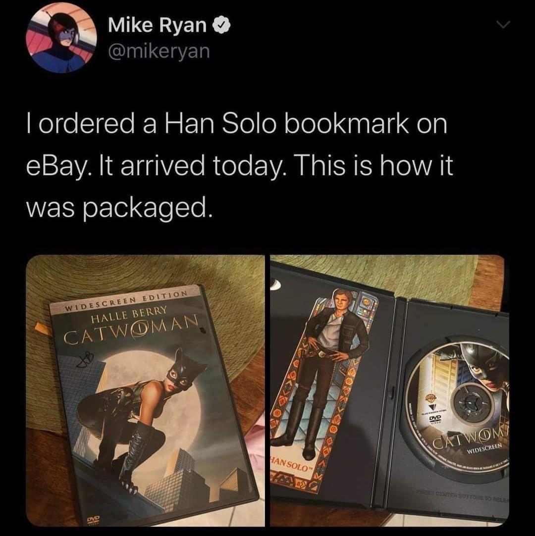 Funny Tweets - I ordered a Han Solo bookmark on eBay. It arrived today. This is how it was packaged.