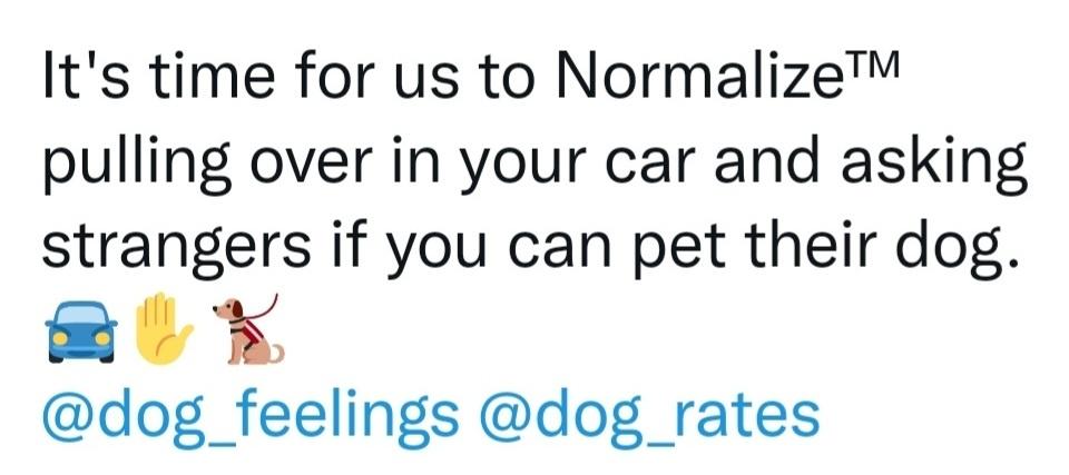 funny memes - dank memes - number - It's time for us to NormalizeTM pulling over in your car and asking strangers if you can pet their dog.