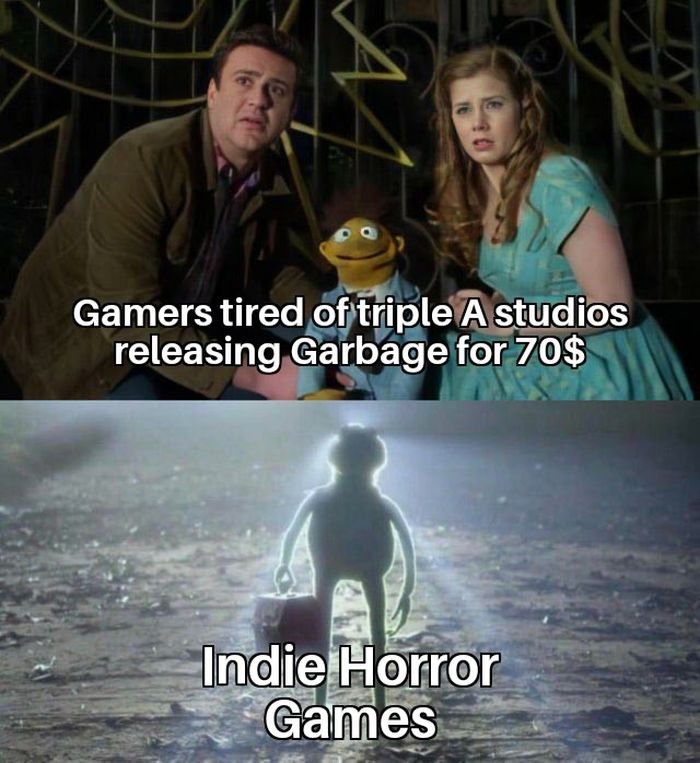 gaming memes - indian guy on youtube meme - S Gamers tired of triple A studios releasing Garbage for 70$ Indie Horror Games