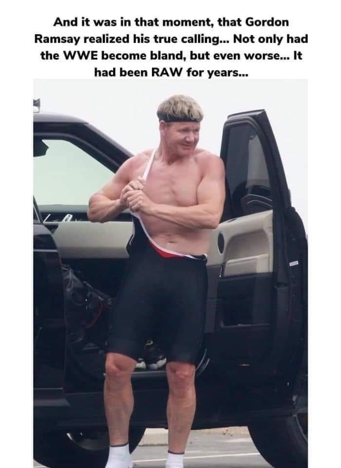 dank memes - shoulder - And it was in that moment, that Gordon Ramsay realized his true calling... Not only had the Wwe become bland, but even worse... It had been Raw for years...