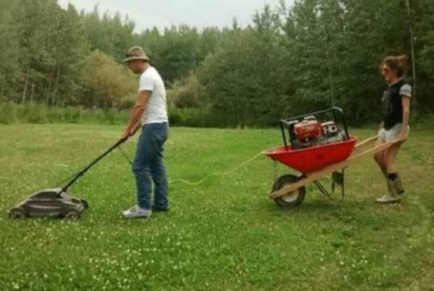 redneck fixes - electric lawn mower meme - 12