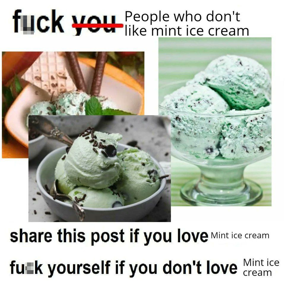 dank memes - dondurma - fuck you mint ice cream People who don't this post if you love Mint ice cream fuck yourself if you don't love Mint ice cream