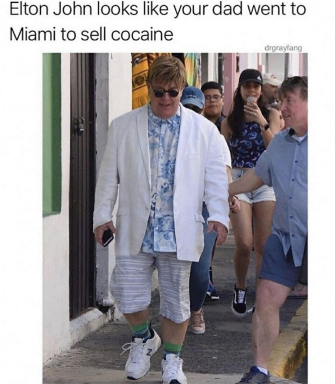 dank memes --  do old men where new balance - Elton John looks your dad went to Miami to sell cocaine drgrayfang