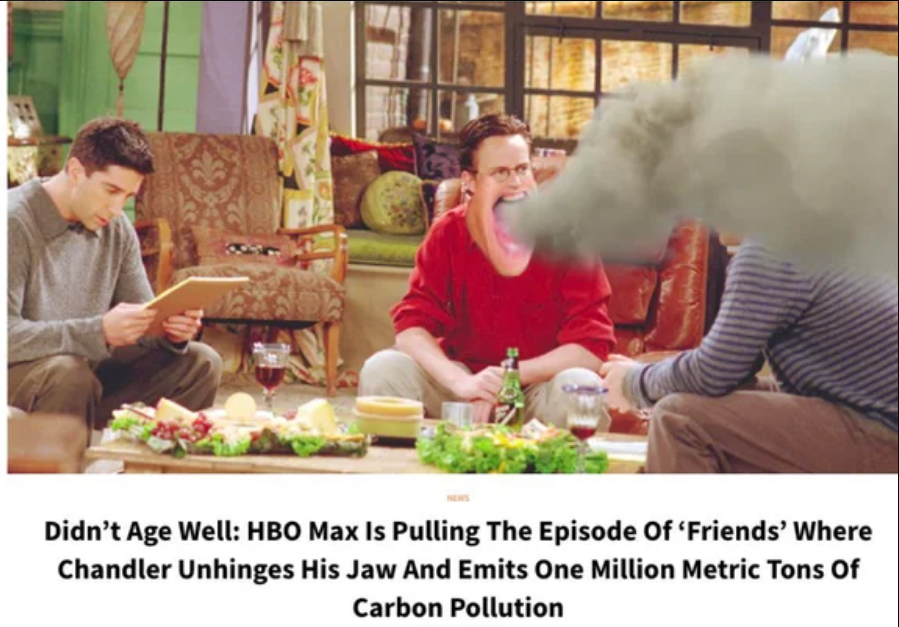 monday morning randomness - chandler unhinges his jaw - Didn't Age Well Hbo Max Is Pulling The Episode Of 'Friends' Where Chandler Unhinges His Jaw And Emits One Million Metric Tons Of Carbon Pollution