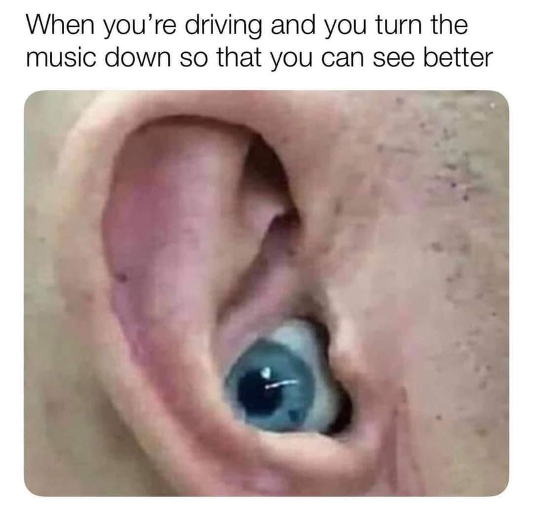 funny memes --  When you're driving and you turn the music down so that you can see better