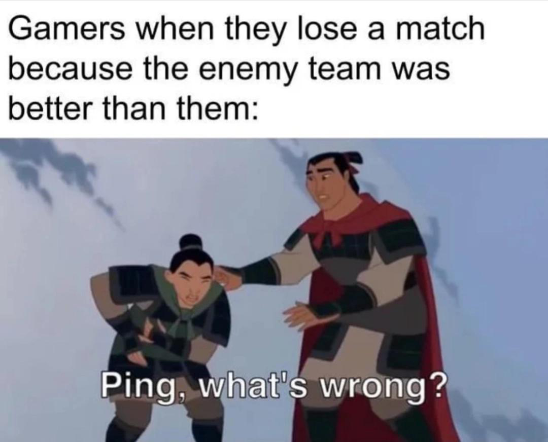 gaming memes - ping what's wrong - Gamers when they lose a match because the enemy team was better than them Ping, what's wrong?