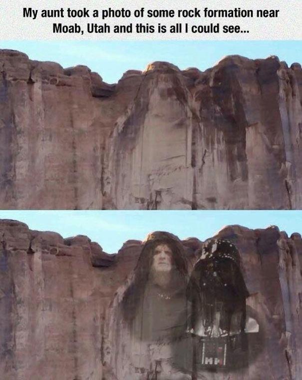 funny memes - rock formation meme - My aunt took a photo of some rock formation near Moab, Utah and this is all I could see...