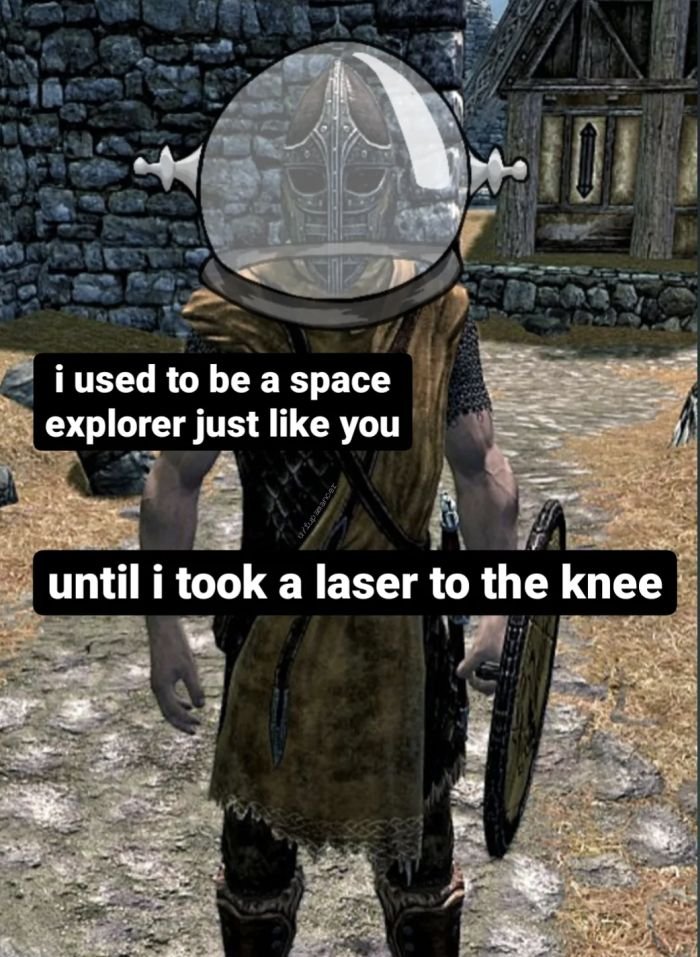 gaming memes - skyrim badass redguard - i used to be a space explorer just you 19que us dirig until i took a laser to the knee