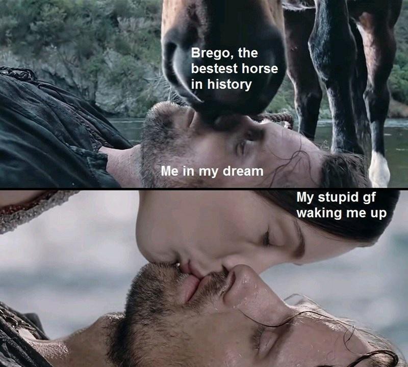 monday morning randomness - aragorn and arwen kiss gif - Brego, the bestest horse in history Me in my dream My stupid gf waking me up