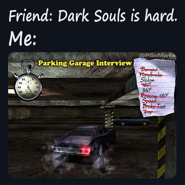 Gaming memes - car - Friend Dark Souls is hard.