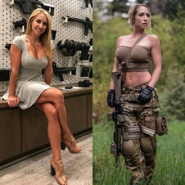 Gorgeous military and service women - hot girl with gun meme -