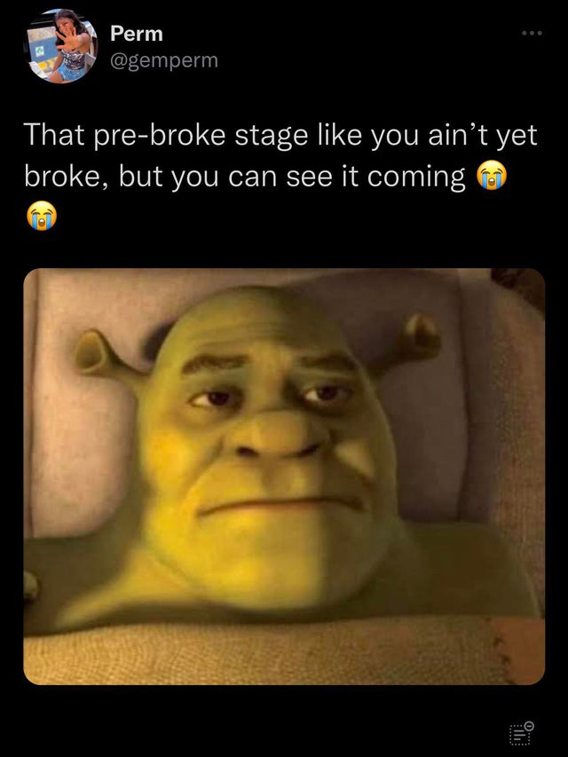 funniest tweets - lights on lights off meme - Perm That prebroke stage you ain't yet broke, but you can see it coming 0...
