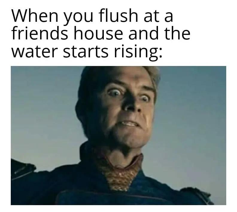 funny memes - dank memes - photo caption - When you flush at a friends house and the water starts rising