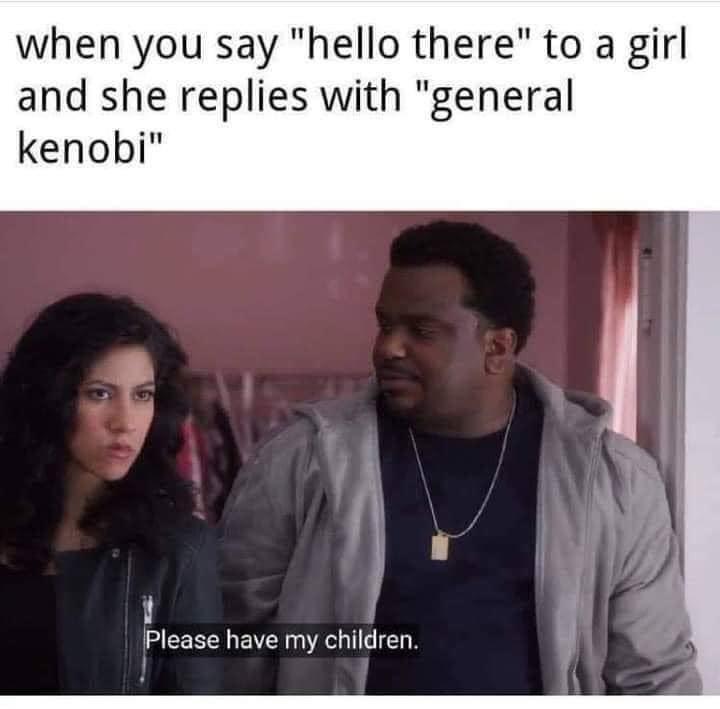 funny memes - dank memes - doug judy and rosa - when you say "hello there" to a girl and she replies with "general kenobi" Please have my children.