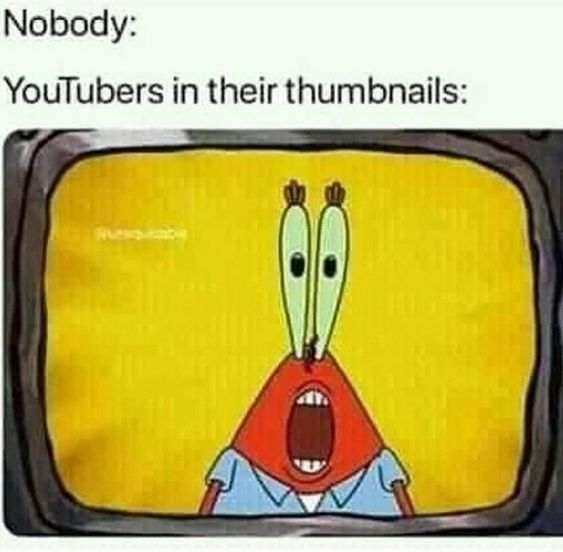 funny memes - dank memes - mr krabs what's a krabby patty - Nobody YouTubers in their thumbnails Runnab