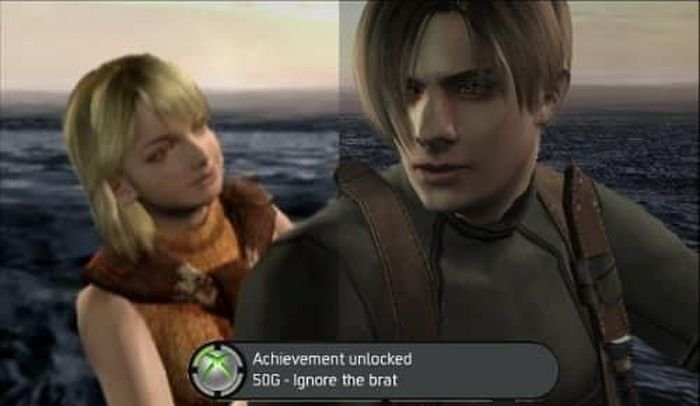 Gaming memes - resident evil 4 screenshots - Achievement unlocked 50GIgnore the brat