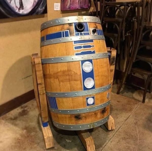 cosplayers doing it right - wooden r2d2