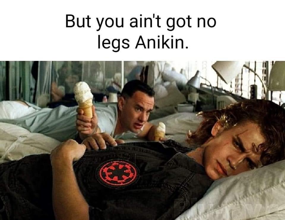 fresh memes - lieutenant dan ice cream - But you ain't got no legs Anikin. 3 V