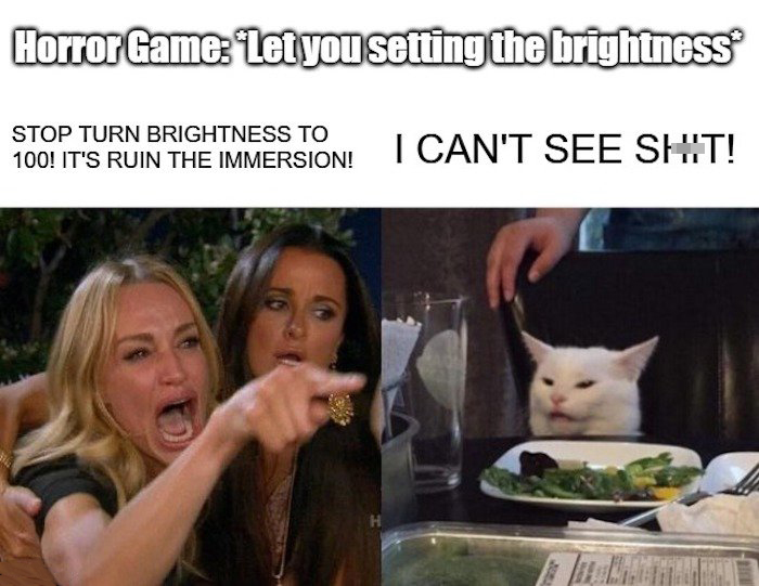 Gaming memes - Horror Game 'Let you setting the brightness Stop Turn Brightness To