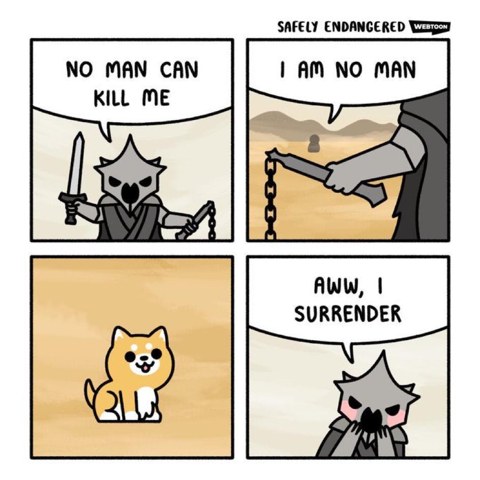 dank memes - cartoon - No Man Can Kill Me 314 Safely Endangered Webtoon I Am No Man Aww, I Surrender